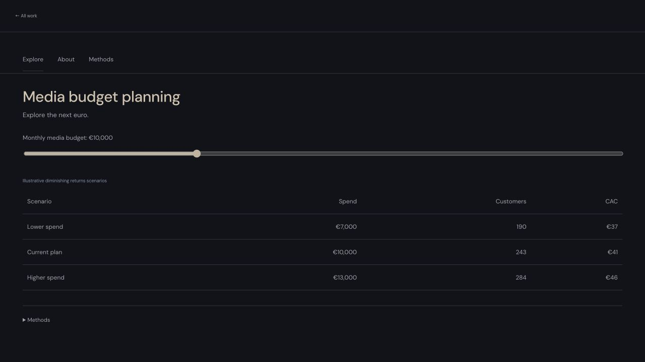 Media budget planning interface preview